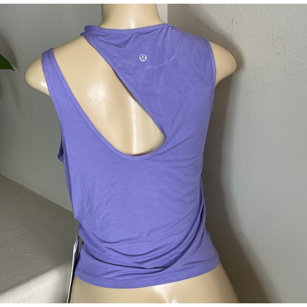 Lululemon Tank Top Shoulder Cut-Out Yoga Shirt‎ Sz 6 Purple Lavender NWT $68 - Picture 6 of 7